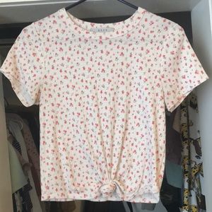 White floral baby tee